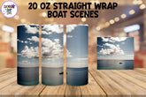 Boat on an Ocean - Sublimation Tumbler Wrap - Fishing Design